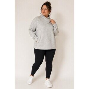 Athleta Cozy Karma Twist Neck Sweatshirt 3X Gray Fleece Pullover Athleisure